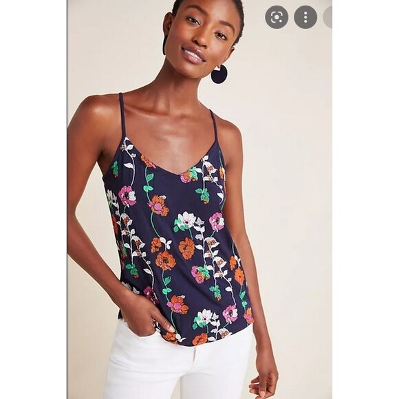 Anthropologie Floral Embroidered Sleeveless Camisole Tank (NWT) - Picture 5 of 5